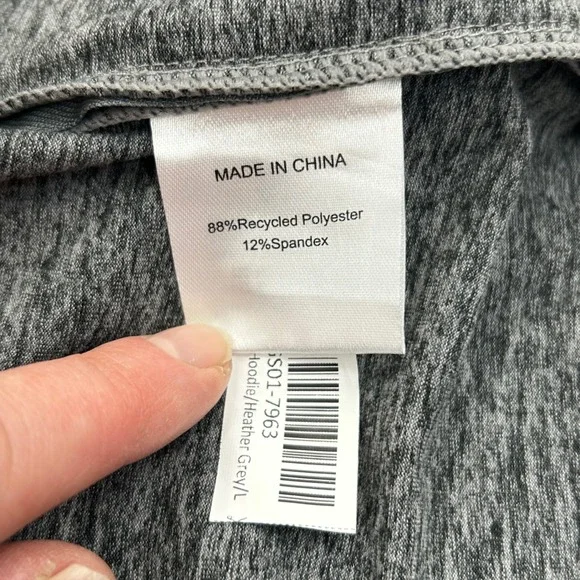 Quince Flowknit Hoodie Womens Large Full Zip Performance Gym Heather Grey NWT - Picture 10 of 12